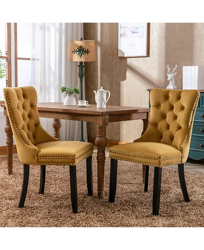 Streamdale Contemporary Gold Velvet Dining Chairs, Set of 2