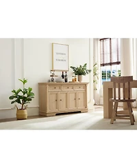 Streamdale Furniture Farmhouse Kitchen Storage Cabinet, Roman Column Coffee Bar/Wine Cooler
