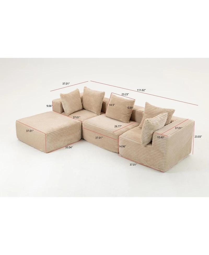Streamdale Furniture Corduroy Modular Lounge Sofa - No Assembly