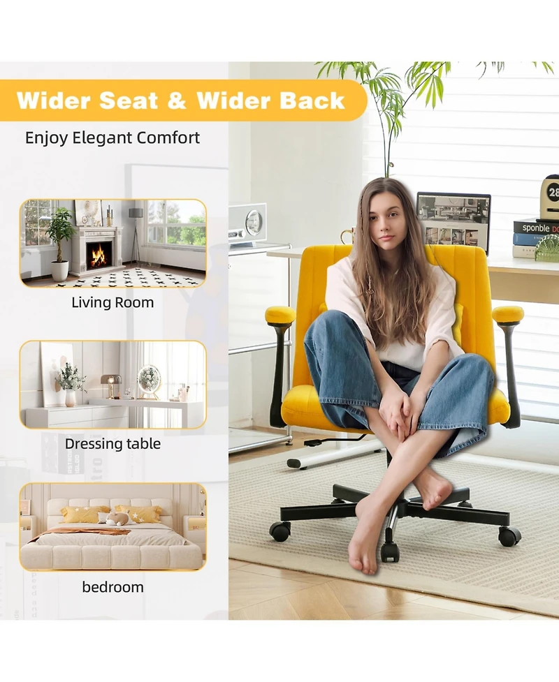 Streamdale Furniture Streamdale Linen Ergonomic Office Chair with Wheels