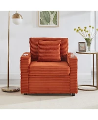 Streamdale Furniture Fluffy Corduroy Lazy Sofa w/ Ottoman, Table & Storage