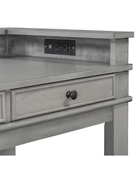 Streamdale Furniture 4-Piece Retro Dining Table Set with 3 Storage Drawers (Light Grey)