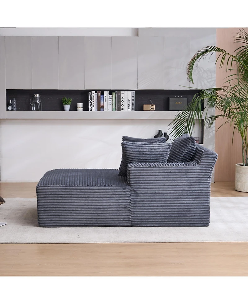 Streamdale Furniture Streamdale Oversized Chaise Longue Chair Indoor Modern Upholstered Corduroy Deep Seat Sofa Bed