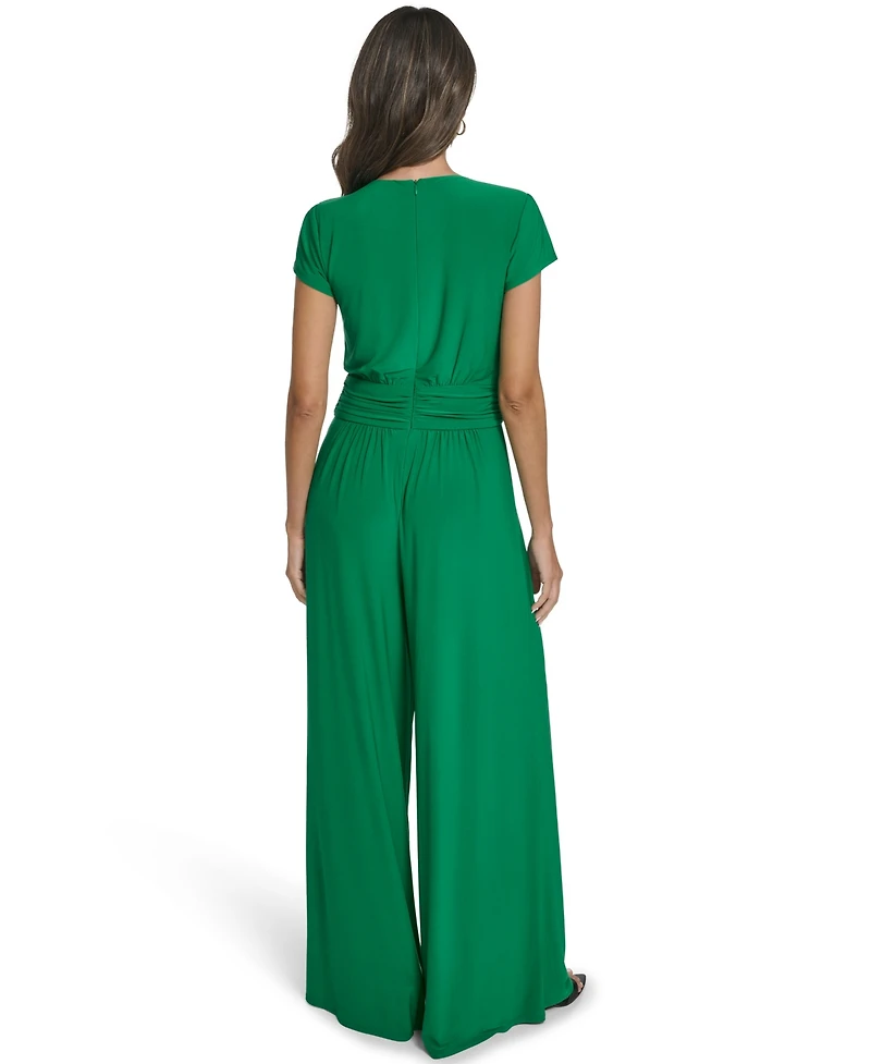 Vince Camuto Women's Shirred Front V-Neck Jumpsuit