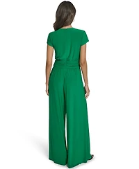 Vince Camuto Women's Shirred Front V-Neck Jumpsuit