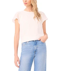 CeCe Women's Flutter Sleeve Crewneck Top