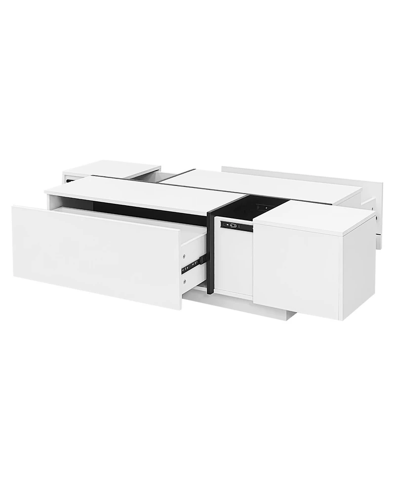 Streamdale Furniture Extendable High-Gloss Coffee Table w/ Storage Drawers