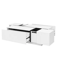 Streamdale Furniture Extendable High-Gloss Coffee Table w/ Storage Drawers