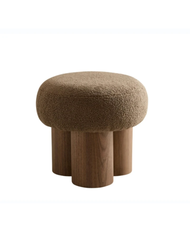 Streamdale Furniture W8017-1 lamb wool seat barrel Pvc pipe with walnut veneer Mushroom stool