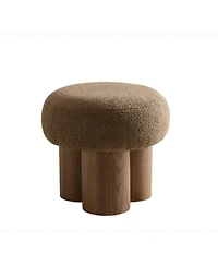 Streamdale Furniture W8017-1 lamb wool seat barrel Pvc pipe with walnut veneer Mushroom stool