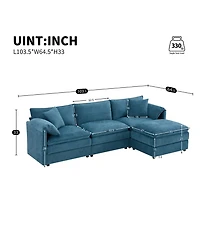 Streamdale Furniture Chenille Modular Sectional Sofa with Ottoman