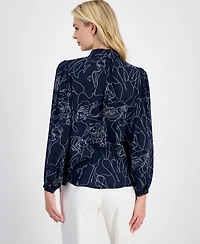 T Tahari Women's Printed Button-Front Shirt