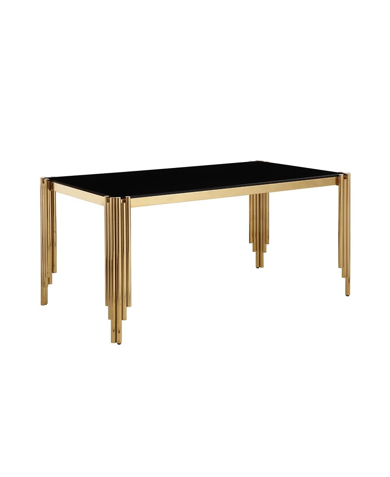 Streamdale 65" Rectangle Glass Dining Table with Gold Legs