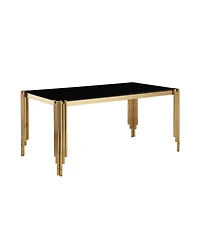Streamdale 65" Rectangle Glass Dining Table with Gold Legs