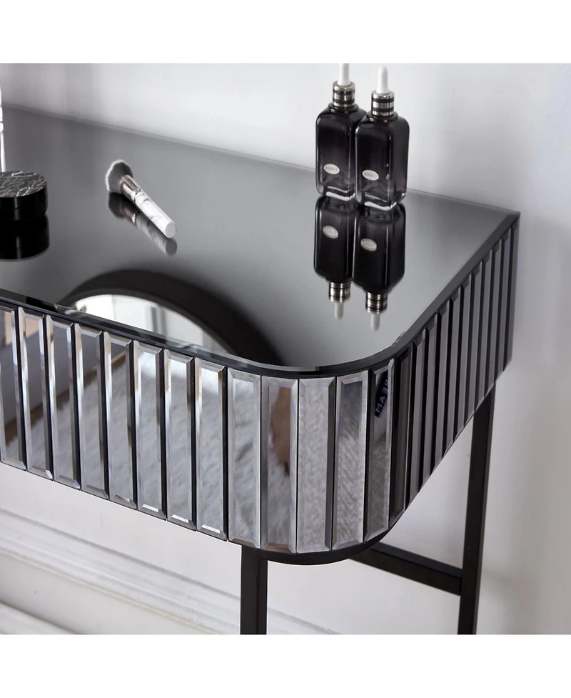 Streamdale Furniture + Vanity Table + Stainless Steel + Mirrored + Drawers