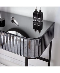 Streamdale Furniture + Vanity Table + Stainless Steel + Mirrored + Drawers