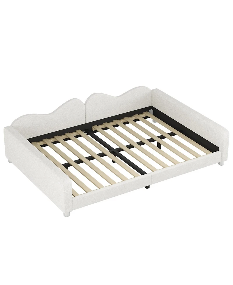 Streamdale Furniture Full size Upholstered Daybed, Sherpa Fabric Sofabed with Cloud-Shaped Backrest, No Box-spring Needed