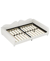 Streamdale Furniture Full size Upholstered Daybed, Sherpa Fabric Sofabed with Cloud-Shaped Backrest, No Box-spring Needed