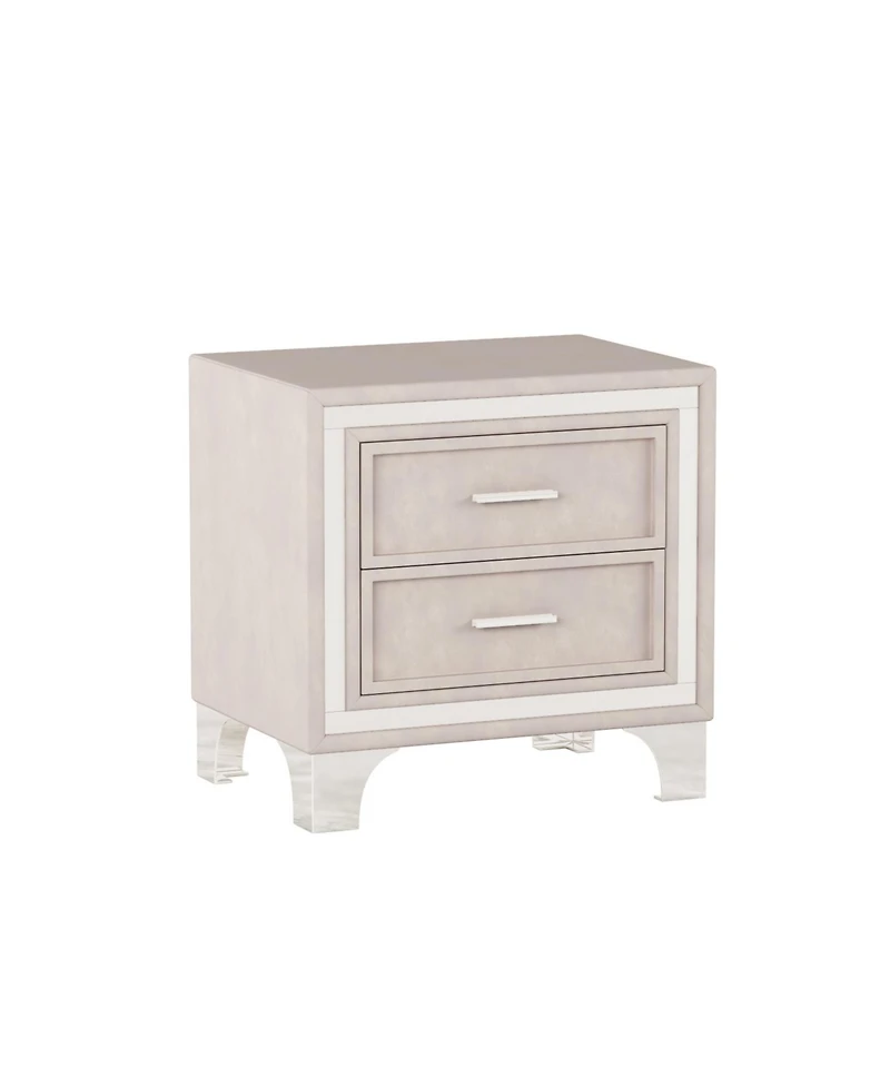 Streamdale Furniture Mid-Century Velvet Nightstand, Pink