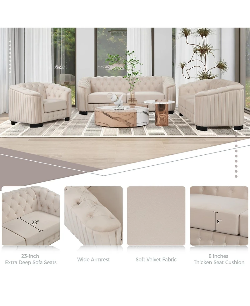 Streamdale Furniture 64.3" Velvet Loveseat Sofa