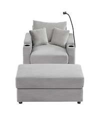 Streamdale Furniture Modern Sofa Couch w/ Ottoman Usb Cup Holders