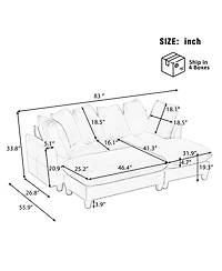 Streamdale Furniture 83" Sectional Sofa with Storage Ottoman & Pillows