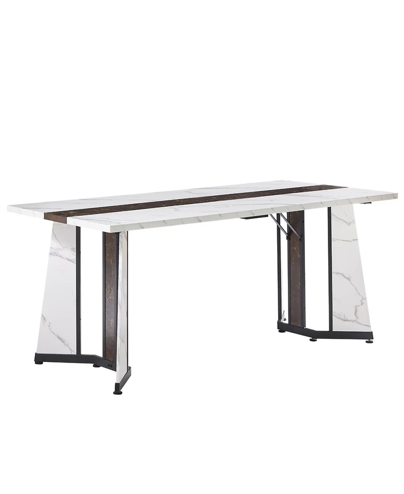 Streamdale Furniture 70.9" Marble Grain Dining Table - Seats 8