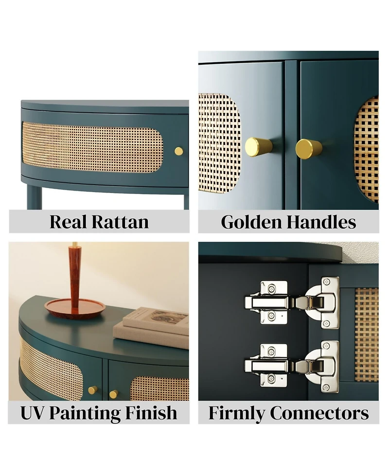 Streamdale Furniture Rattan Door Half Moon End Table