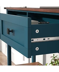 Streamdale Furniture Farmhouse Console Table - 2 Drawer & Shelf - Pagoda Blue