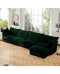 Streamdale Furniture Slipcovered L-Shape Sectional Sofa Green Corduroy