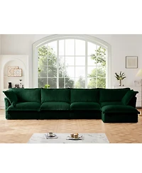 Streamdale Furniture Slipcovered L-Shape Sectional Sofa Green Corduroy