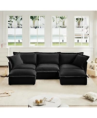 Streamdale Furniture Slipcovered U Shape Sectional Sofa with Pillows