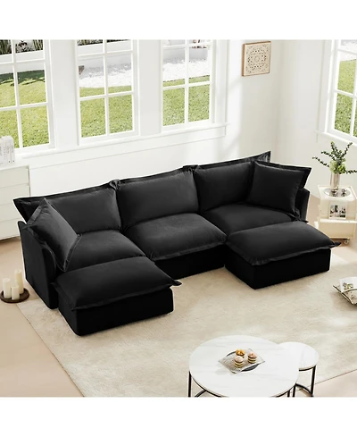 Streamdale Furniture Slipcovered U Shape Sectional Sofa with Pillows