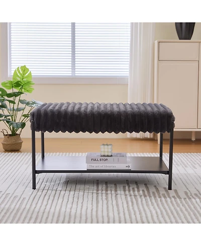 Streamdale Furniture Upholstered Ottoman Coffee Table with Storage Shelf