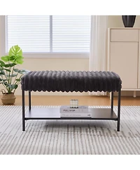 Streamdale Furniture Upholstered Ottoman Coffee Table with Storage Shelf