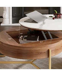 Streamdale Furniture Lift-Top Coffee Table Walnut Veneer Ottomans