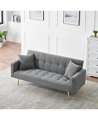 Streamdale Furniture 71.7 - inch Grey Teddy Fleece Sofa Bed with Two Included Throw Pillows