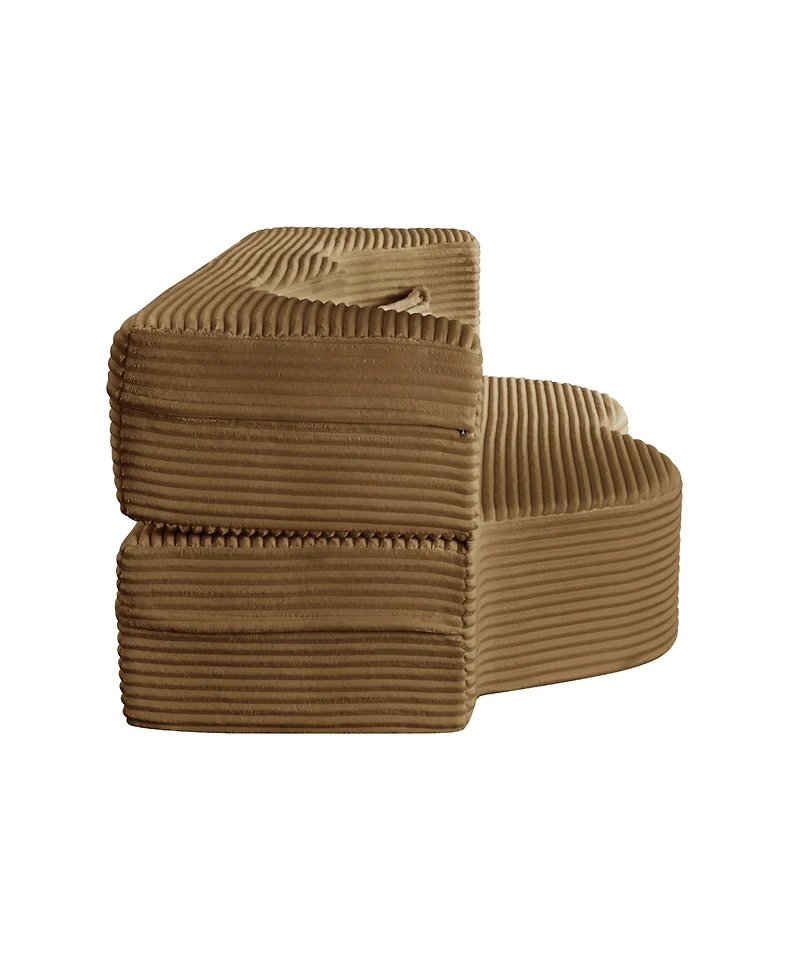 Streamdale Furniture Convertible Corduroy Floor Sofa Bed with Pillows