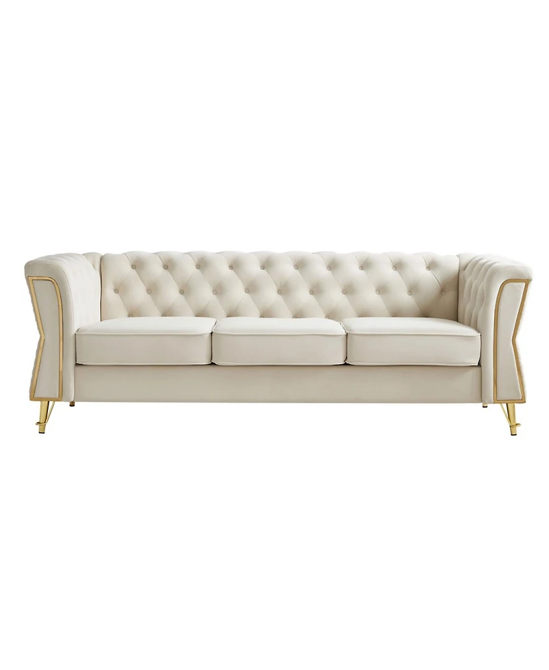 Streamdale Furniture Modern Tufted Velvet Sofa 87.4 inch for Living Room