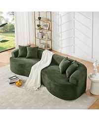Streamdale Furniture Modern Cloud Green Chenille Curved Sectional Sofa