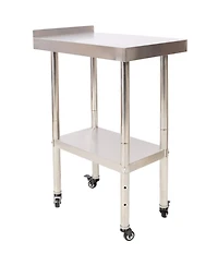 Streamdale Furniture Stainless Steel Prep Table 24x15, Backsplash, Casters