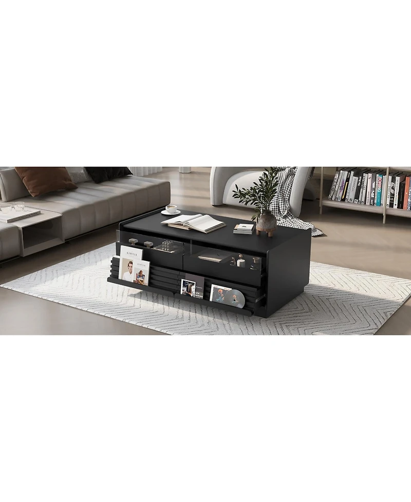 Streamdale Furniture Modern Rectangle Coffee Table with Drawers & Shelves