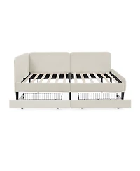 Streamdale Furniture Upholstered Platform Bed Frame w/ 2 Drawers, Adjustable Velvet