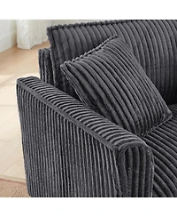 Streamdale Furniture Streamdale Gray Corduroy Lazyman Sofa Chair