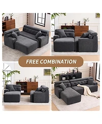 Streamdale Furniture Streamdale Grey Compression Sofa- Chaise & 3-Seater, Chenille, 2 Pillows