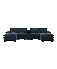 Streamdale Furniture Modern U-Shaped Sectional Sofa with Console, Usb, Chenille Cloud Couch