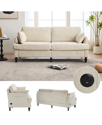 Streamdale Furniture Modern Chenille 2-Seater Sofa w/ Led