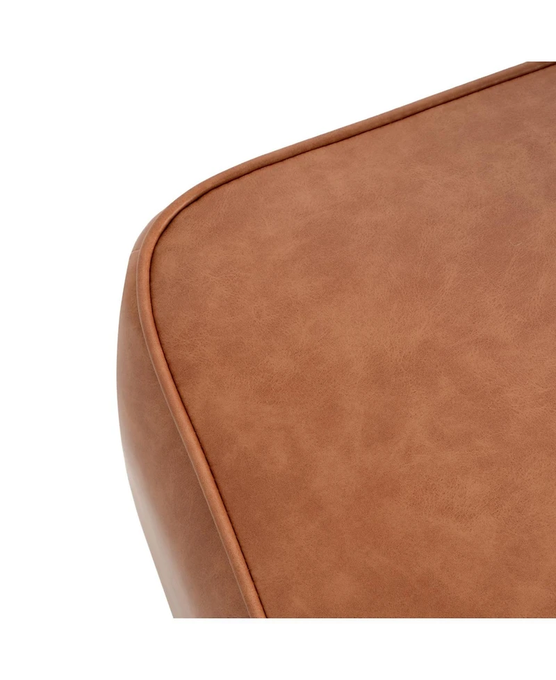 Streamdale Upholstered Square Pu Leather Ottoman, Tan