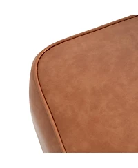 Streamdale Upholstered Square Pu Leather Ottoman, Tan
