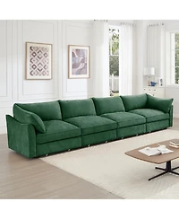 Streamdale Furniture Green Chenille Sofa Couch with Storage Drawers (4-Seater